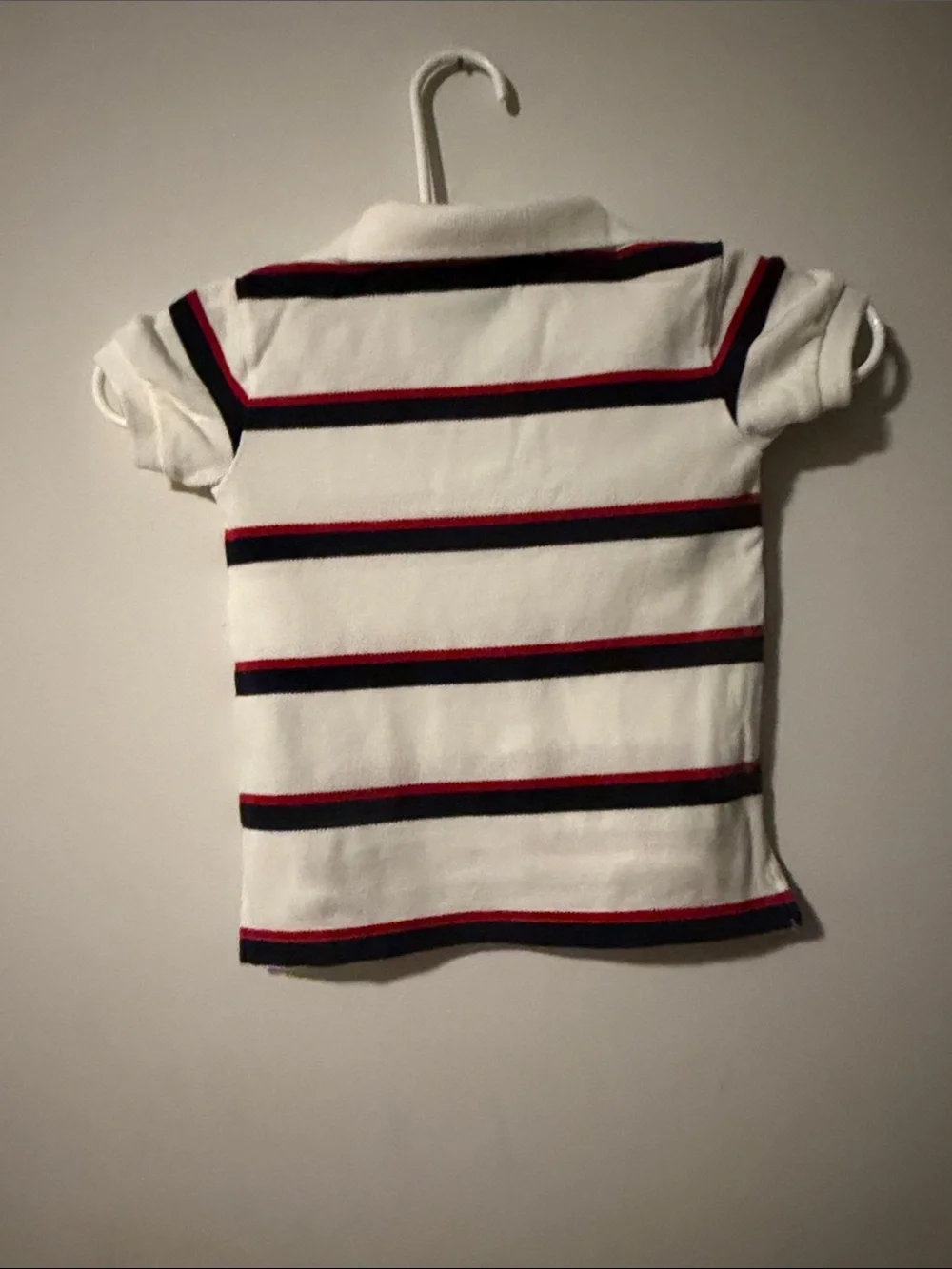 Ralph Lauren White Polo with Navy & Red Stripes - Kids